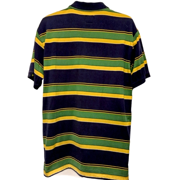 Men's John Deere Size Large Yellow & Green NWT Striped Polo Shirt - Picture 6 of 6